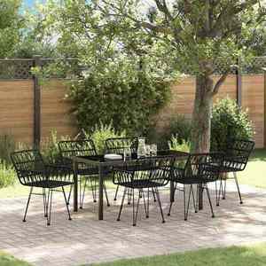 vidaXL Set de masă pentru grădină 7 pcs Negru imagine