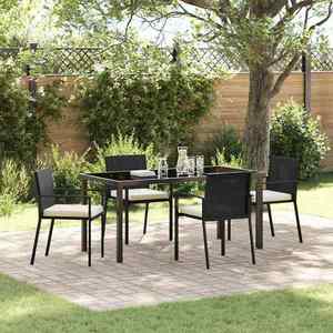 vidaXL Set de masă pentru grădină 5 pcs Negru imagine