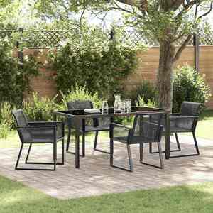 vidaXL Set de masă pentru grădină 5 pcs Negru imagine