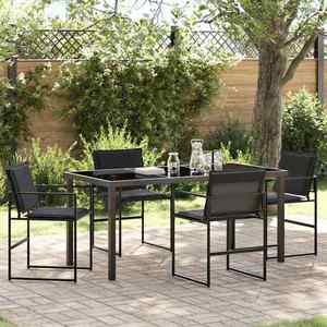 vidaXL Set de masă pentru grădină 5 pcs Negru 160 x 80 x 73 cm imagine