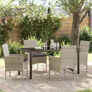 vidaXL Set de masă pentru grădină cu pernă 5 pcs Gri deschis poliratan imagine