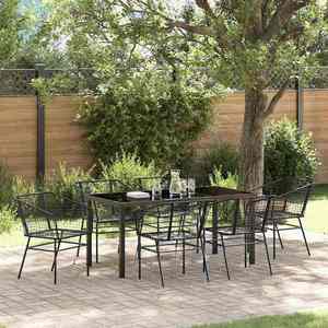 vidaXL Set de masă pentru grădină 7 pcs Negru poliratan imagine