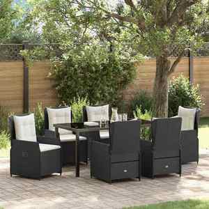 vidaXL Set de masă pentru grădină 7 pcs Negru poliratan imagine