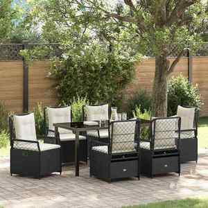 vidaXL Set de masă pentru grădină 7 pcs Negru poliratan imagine