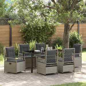 vidaXL Set de masă pentru grădină 7 pcs Gri deschis poliratan imagine