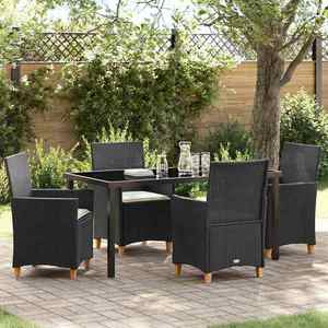 vidaXL Set de masă pentru grădină 5 pcs Negru poliratan imagine