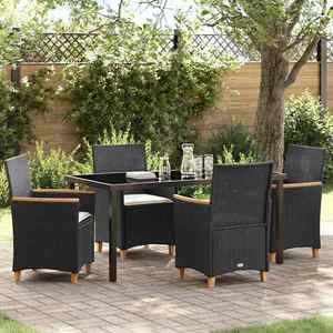 vidaXL Set de masă pentru grădină 5 pcs Negru poliratan imagine