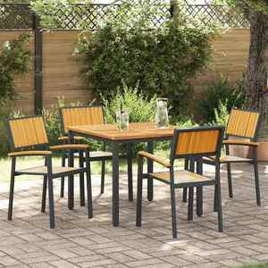 vidaXL Scaun stivuibil 4 pcs Maro 56 x 57 x 87 cm Lemn Solid de Acacia imagine