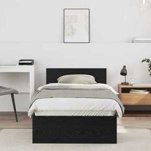vidaXL Cadru de pat Stejar Negru 90 x 200 cm Lemn compozit imagine