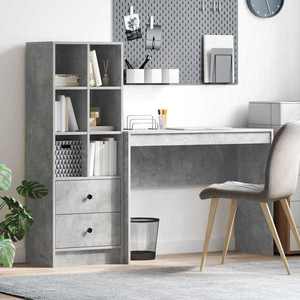 vidaXL Birou cu sertar cu raft cu depozitare 2 pcs Gri din beton imagine