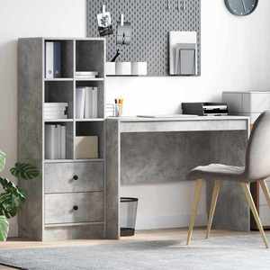 vidaXL Birou cu sertar 2 pcs Gri din beton imagine