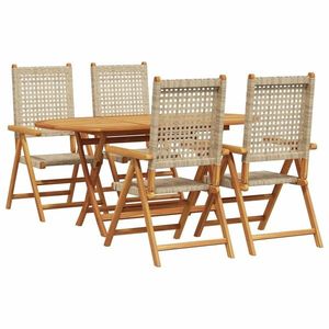 vidaXL Set de masă pentru grădină 5 pcs Bej Lemn Solid de Acacia imagine