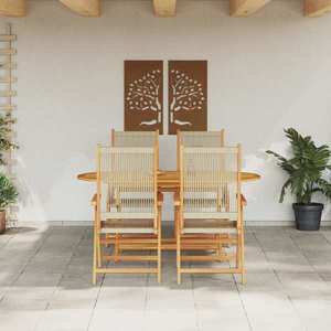 vidaXL Set de masă pentru grădină 5 pcs Bej Lemn Solid de Acacia imagine