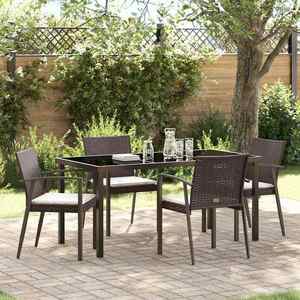 vidaXL Set de masă pentru grădină 5 pcs Maro și negru Ratan PE imagine