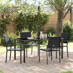 vidaXL Set de masă pentru grădină 5 pcs Negru Ratan PE imagine