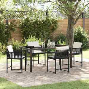 vidaXL Set de masă pentru grădină 5 pcs Negru poliratan imagine