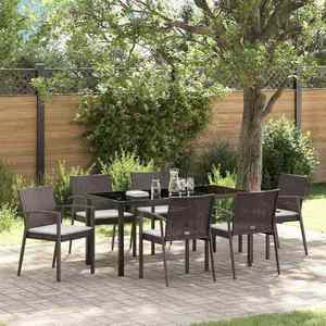 vidaXL Set de masă pentru grădină 7 pcs Maro și negru Ratan PE imagine