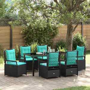 vidaXL Set de masă pentru grădină 7 pcs Negru poliratan imagine