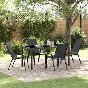 vidaXL Set de masă pentru grădină 5 pcs Negru Oțel acoperit cu pulbere imagine