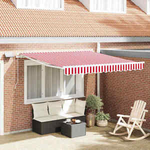 vidaXL Cortina Retractabilă Manual Roșu și Alb 300 x 250 cm imagine