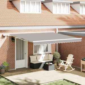 vidaXL Cortina Retractabilă cu Manual Gri deschis 400 ×350 cm țesătură imagine