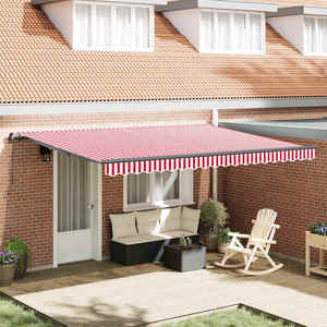 vidaXL Cortina Retractabilă Roșu și Alb 450 × 350 cm Poliester și oțel imagine