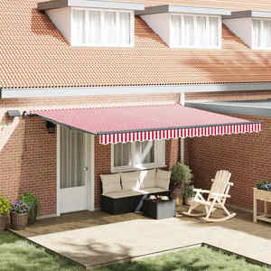 vidaXL Cortina Retractabilă Manual Roșu și alb 450 ×350 cm țesătură imagine