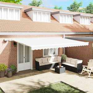 vidaXL Cortina Retractabilă Alb 500 × 350 cm Material textil și oțel imagine