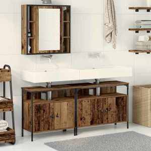 vidaXL Unități de vanitate pentru baie cu ușă 3 pcs Maro Lemn compozit imagine