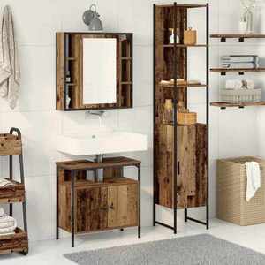 vidaXL Set de mobilier pentru baie 3 pcs Lemn Vechi Lemn compozit imagine