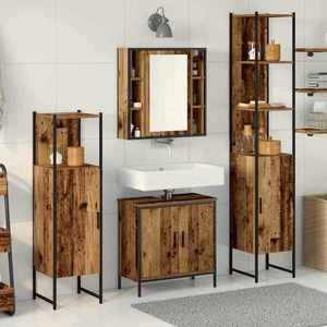 vidaXL Set de mobilier pentru baie 4 pcs Maro 33 x 33 x 185.5 cm imagine
