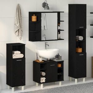 vidaXL Set de mobilier pentru baie 4 pcs Negru 30 x 30 x 179, 5 cm imagine