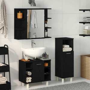 vidaXL Set de mobilier pentru baie 3 pcs Negru 30 x 30 x 99, 5 cm imagine