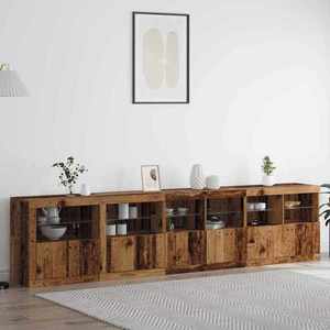 vidaXL Bufet LED Lemn vechi 283 x 37 x 67 cm Lemn compozit imagine