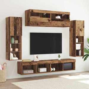 vidaXL Set comodă TV Pe perete 6 pcs Lemn vechi Lemn compozit imagine