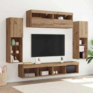 vidaXL Set comodă TV Pe perete 6 pcs stejar artizanal Lemn compozit imagine