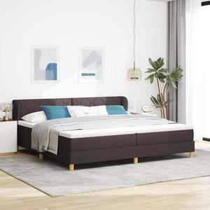 vidaXL Pat cu arcuri cu saltea Maro închis 200 x 200 cm țesătură imagine