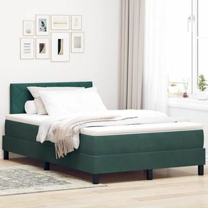 vidaXL Pat cu arc LED cu saltea Verde închis 120 x 190 cm Catifea imagine