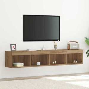 vidaXL Set comodă TV cu led 2 pcs Stejar Artizanal 80 x 30 x 30 cm imagine