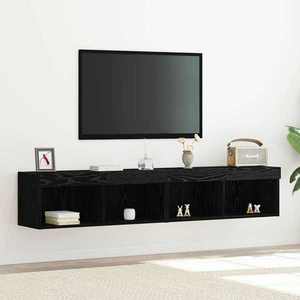 vidaXL Set comodă TV 2 pcs Stejar negru 80 x 30 x 30 cm Lemn compozit imagine