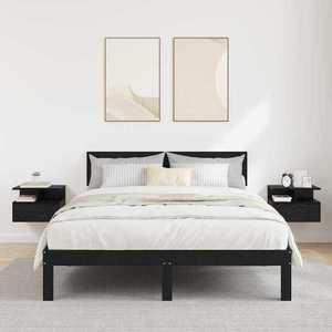 vidaXL Noptieră Suspendată 2 pcs Stejar Negru 40 x 31 x 28 cm imagine