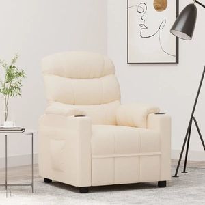 vidaXL Fotoliu rabatabil, crem, material textil imagine