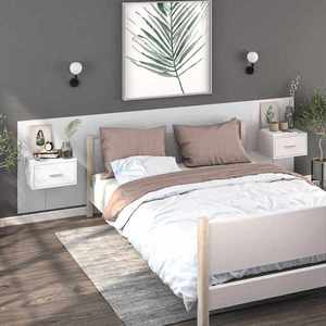 vidaXL Noptiere de perete, 2 buc., alb imagine