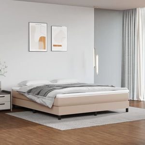 vidaXL Saltea cu arcuri buzunar, fermitate medie, cappuccino, 160x200x20 cm, piele eco imagine