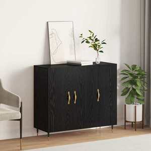 vidaXL Bufet Stejar Negru 90 x 34 x 80 cm Lemn compozit imagine