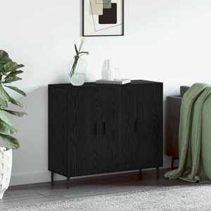 vidaXL Bufet Stejar Negru 90 x 34 x 80 cm Lemn compozit imagine