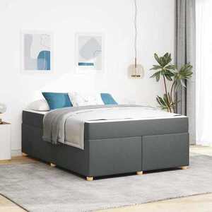 vidaXL Cadru de pat cu saltea Gri închis 140 x 200 cm țesătură imagine