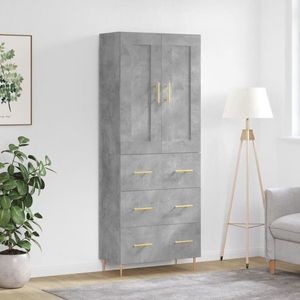 vidaXL Dulap înalt, gri beton, 69, 5x34x180, lemn compozit imagine