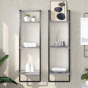 vidaXL Raft cu 3 niveluri, gri sonoma, 30x25x100 cm, lemn prelucrat imagine