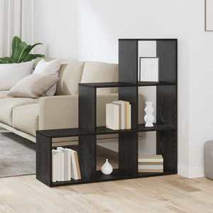 vidaXL Bibliotecă Separator de Camera Stejar Negru 99 x 29 x 99 cm imagine